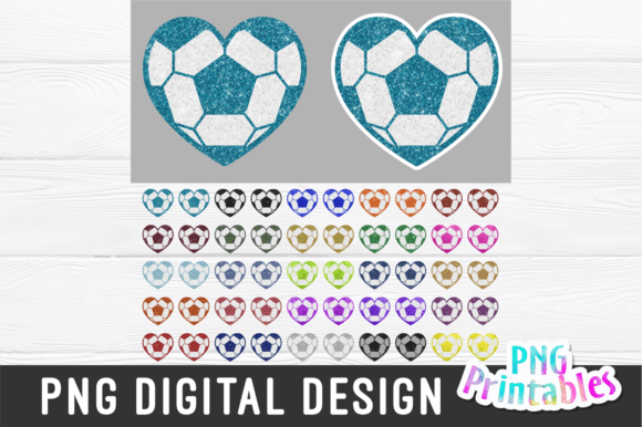 A Sparkling Soccer Ball Heart for Craft and Graphic Projects