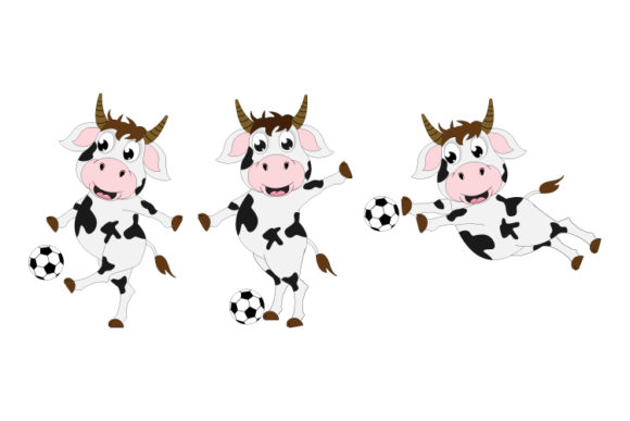 Cute Cow Soccer Graphics for Product Illustrations