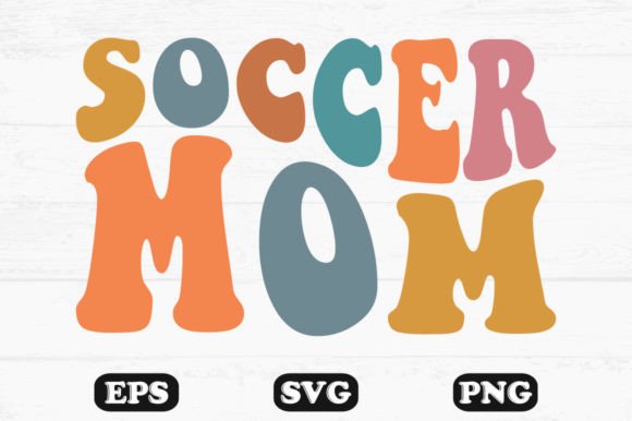 Retro Wavy Graphics for Soccer Mom Craft Merchandise