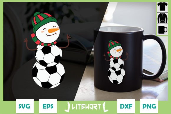 Soccer Christmas Snowman Cute: Graphics & Crafts