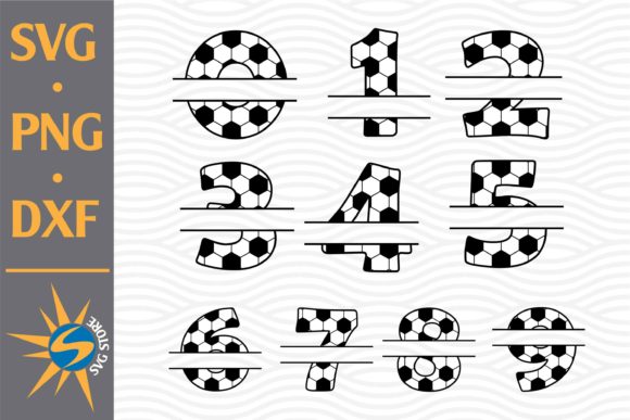 Split Soccer Numbers Graphics for Local Crafts Branding